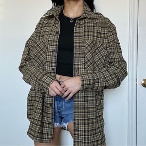 TNA NWOT Green Oversized Flannel Aritizia XS